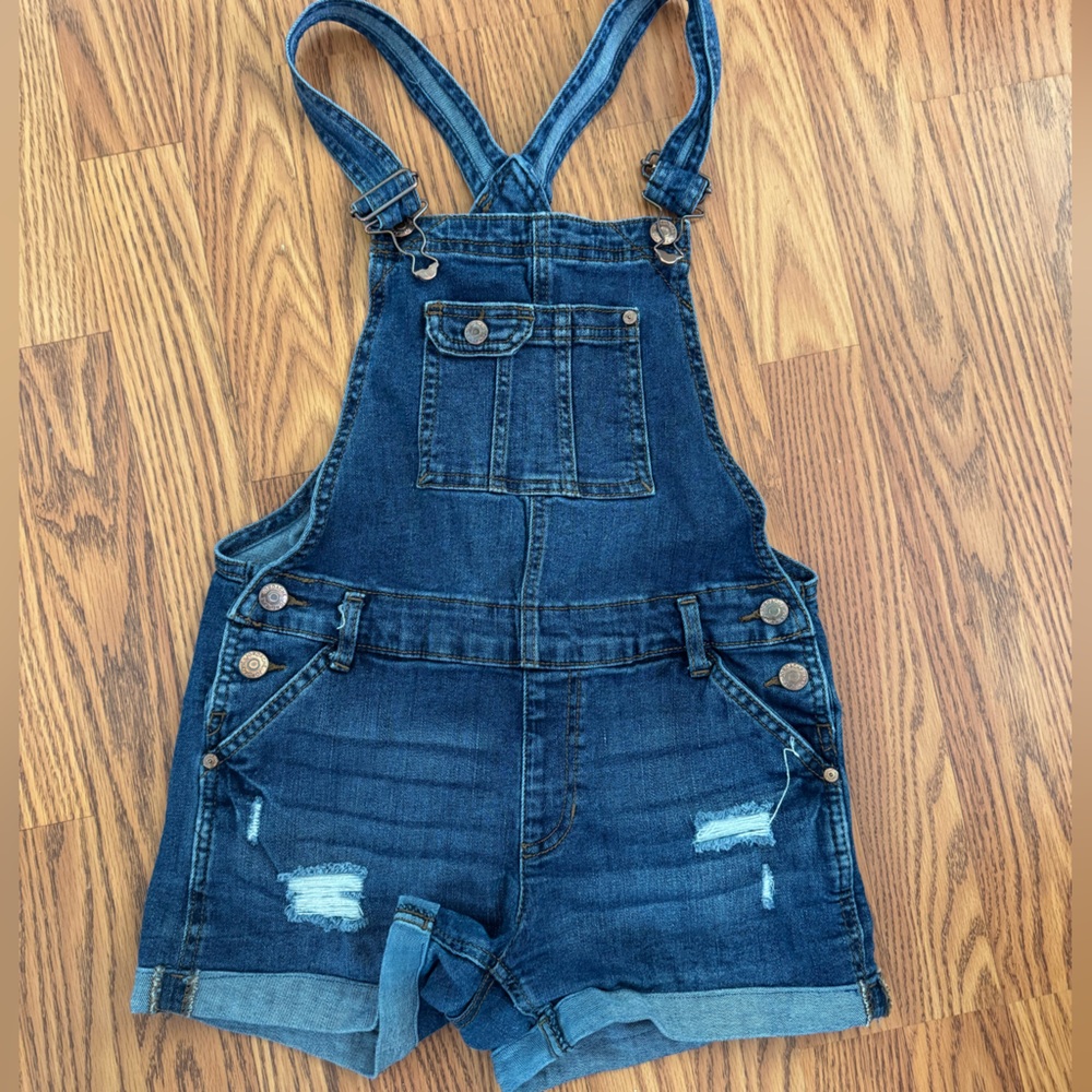 Jordache Blue Denim Jumpsuit with Distressed Details